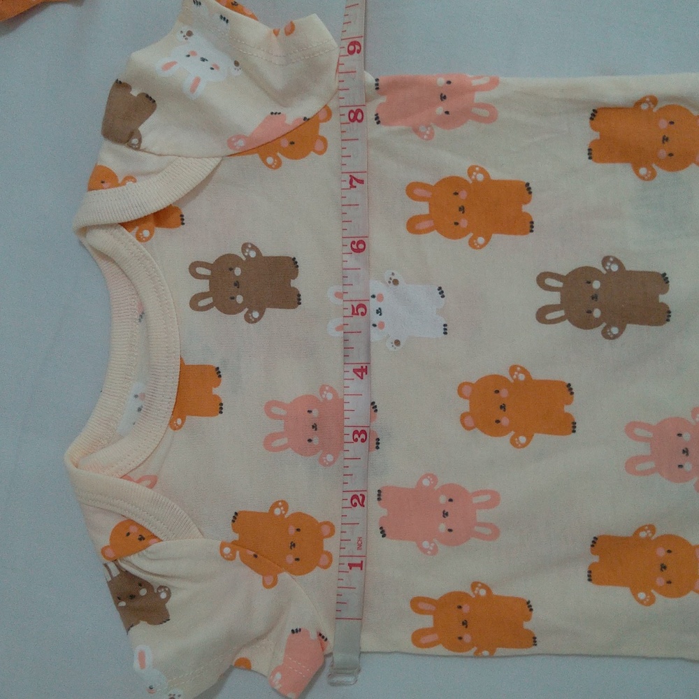 Sterling Cute Baby Girl Bunny Print 2 Bundle Bodysuits in Orange and Cream Set - Picture 7 of 12